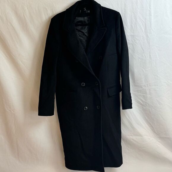 Lauren Ralph Lauren Double Breasted Wool Blend Black Coat Women’s Size 14 - Picture 2 of 10